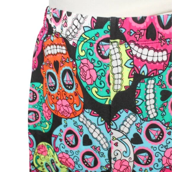 NWT No Boundaries Sugar Skull Print Leggings – Bold & Colorful, Juniors XL - Picture 5 of 7